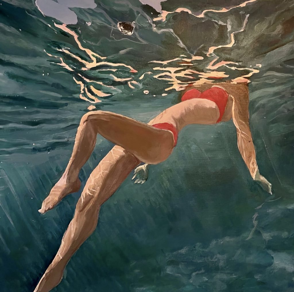 Painting of woman floating